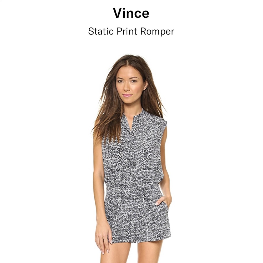 NWOT Vince Static Print Romper (Charcoal Combo)